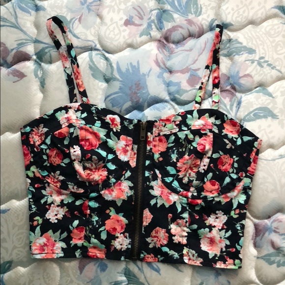 floral bustier crop top